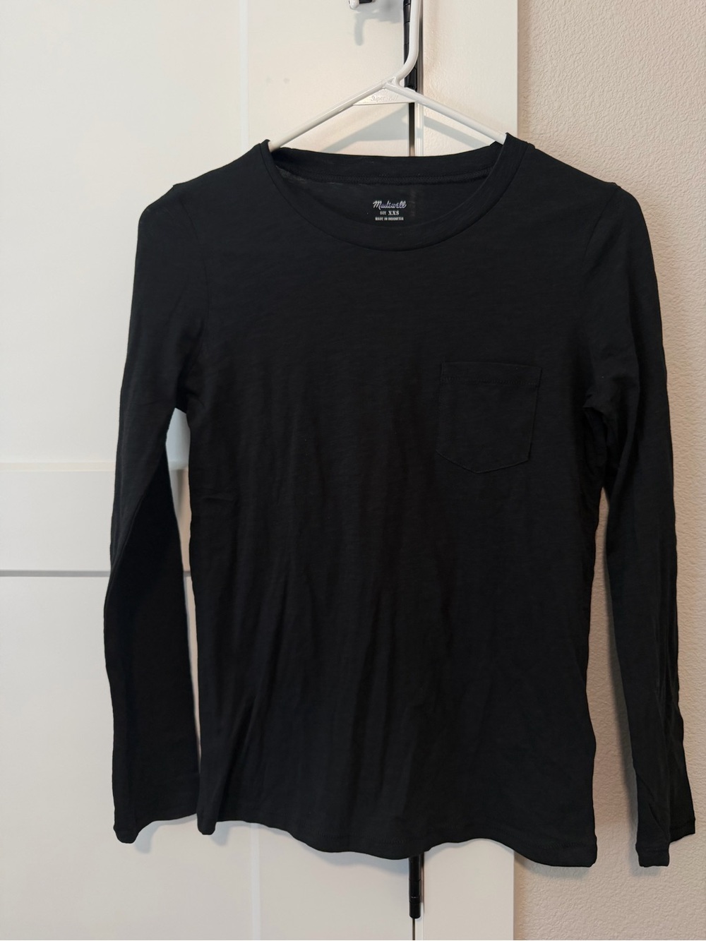 Women’s Madewell Black Long Sleeve Pocket Tee classic XXS Womens NWOT